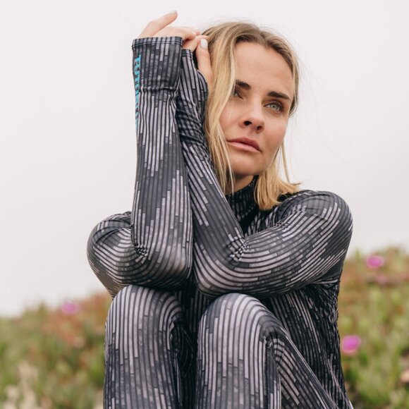 Women's "Classic" UPF 50+ Sun-protective Full Body Long Swimsuit - Black Mosaic - Picture 6 of 10